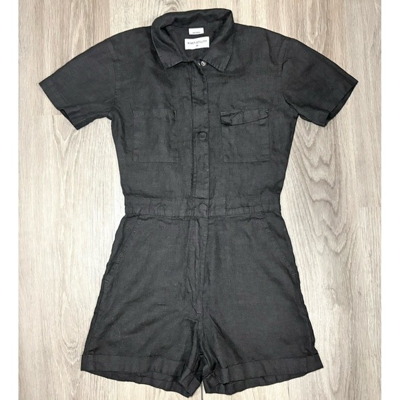 Rivet Utility Pants - Rivet Utility Linen Dreamer Playsuit Short Romper Black Size XS Natural Workwear